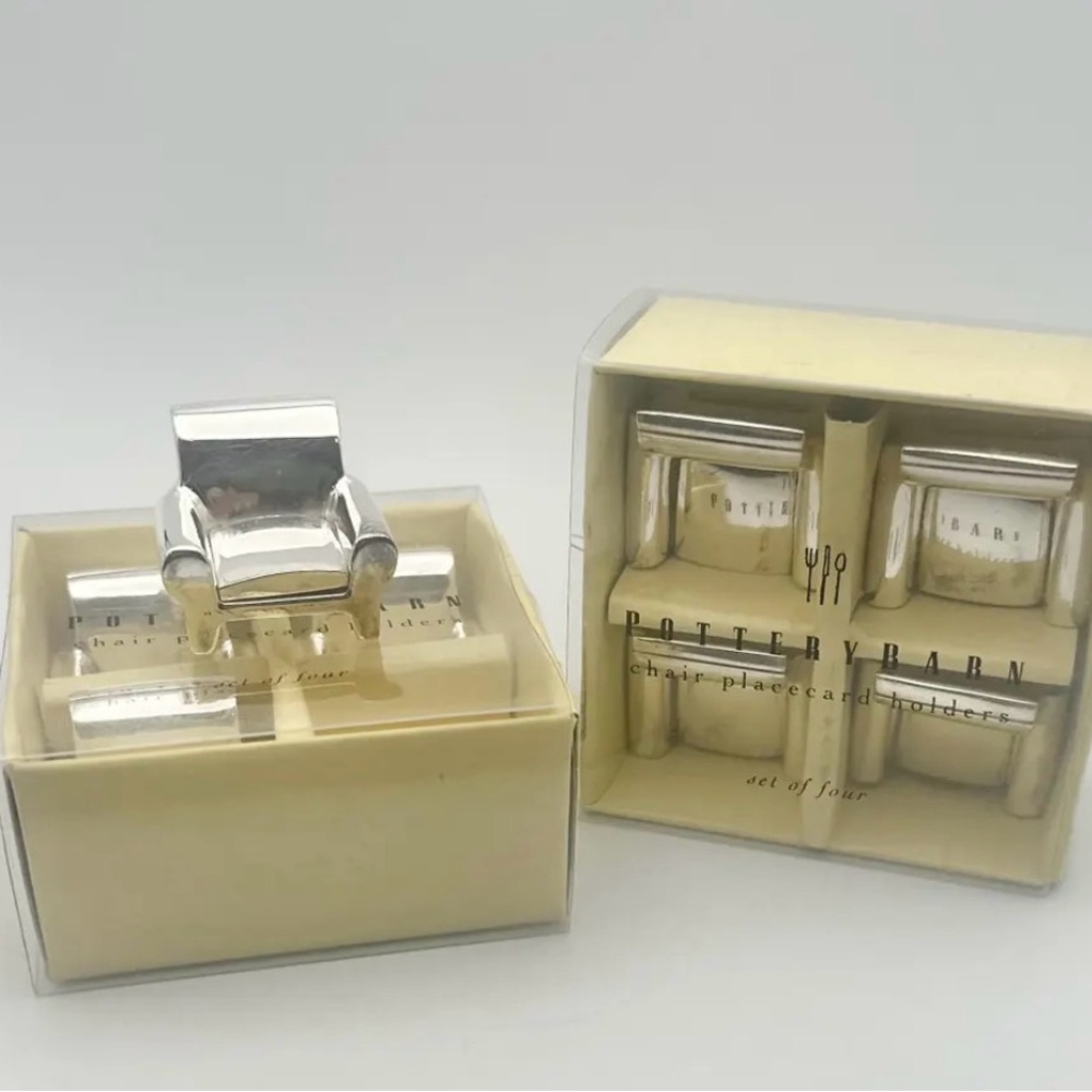 Pottery Barn Silver Chair Placecard Holders‎ Set with original box 8 of these.